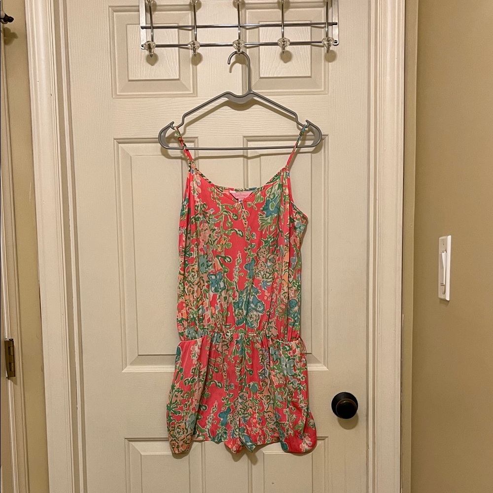 Lilly Pulitzer Pink and Green Floral Romper